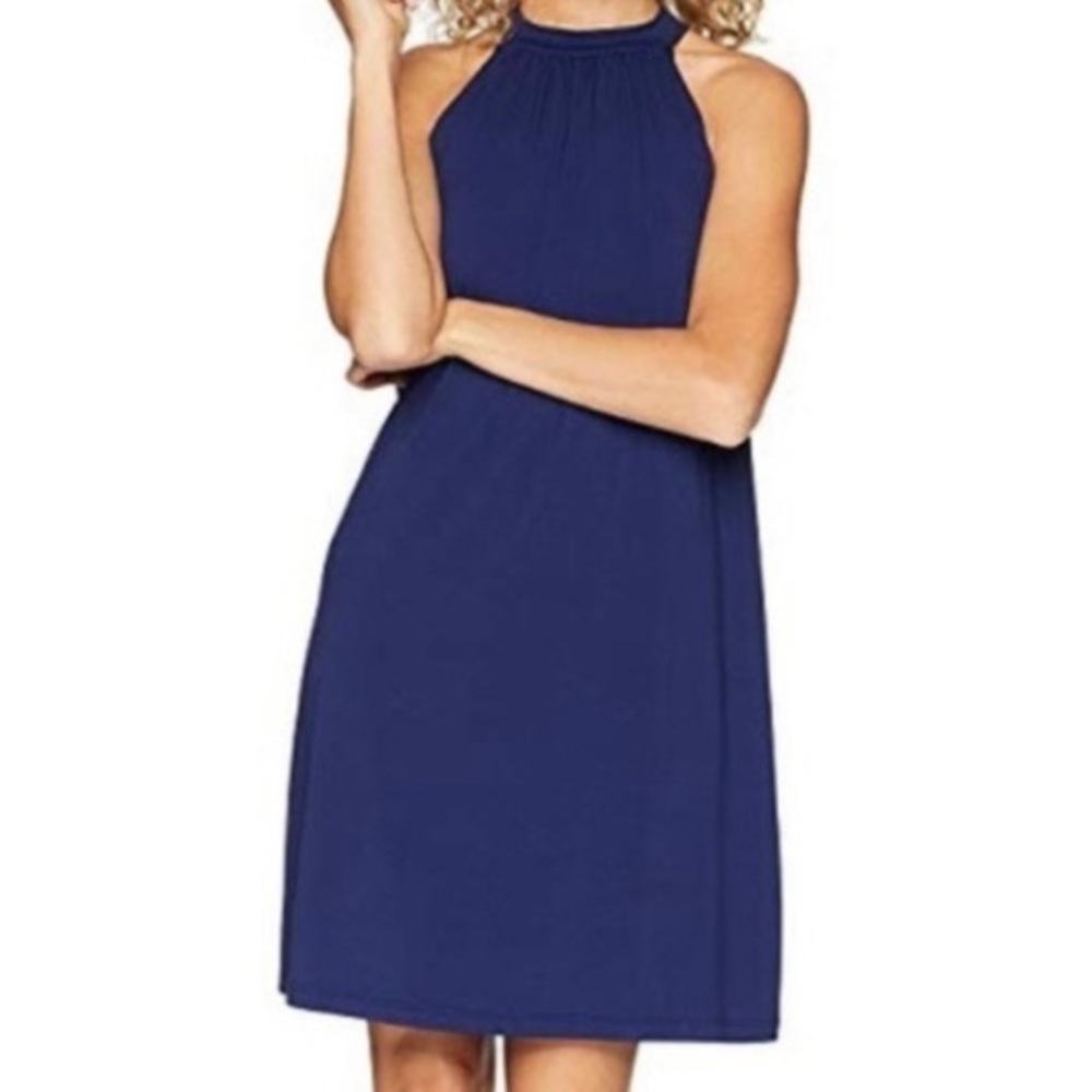 SUSANA MONACO High neck a line dress blue nwt